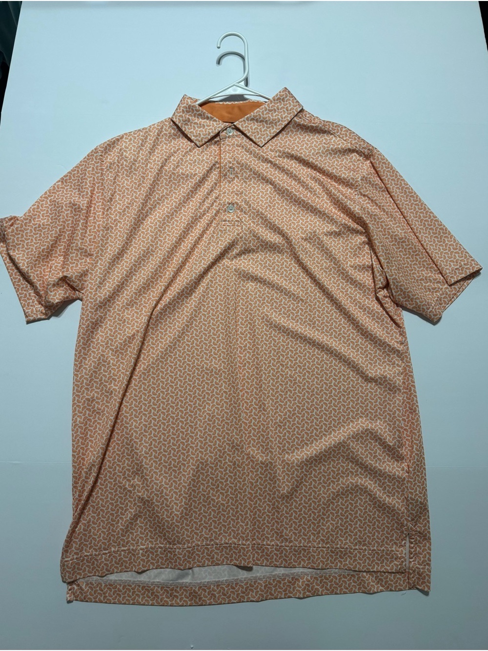 FootJoy Orange Geo-Print Short-Sleeve Polo